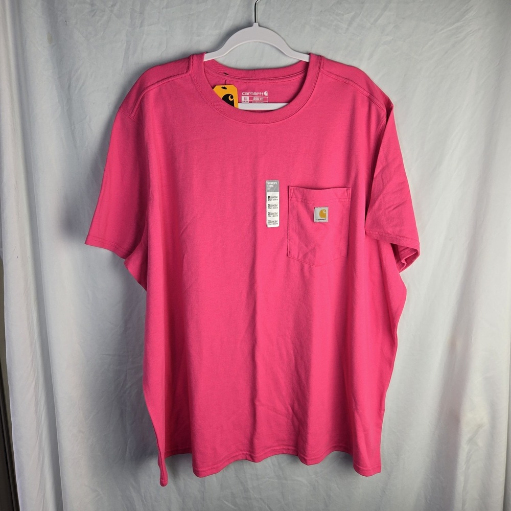 Carhartt Womens 3X K87-W Hot Pink Pocket T-Shirt Workwear Outdoors Loose Fit